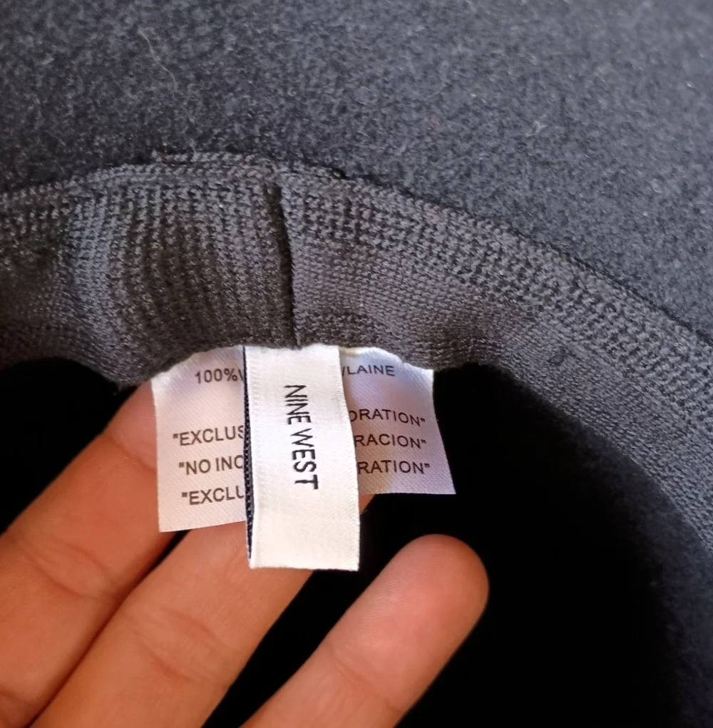 Nine West Black 100% Wool Cloche Hat W/ Flowers & Tassels Women's